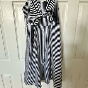 Striped Black and White Button-Down Dress